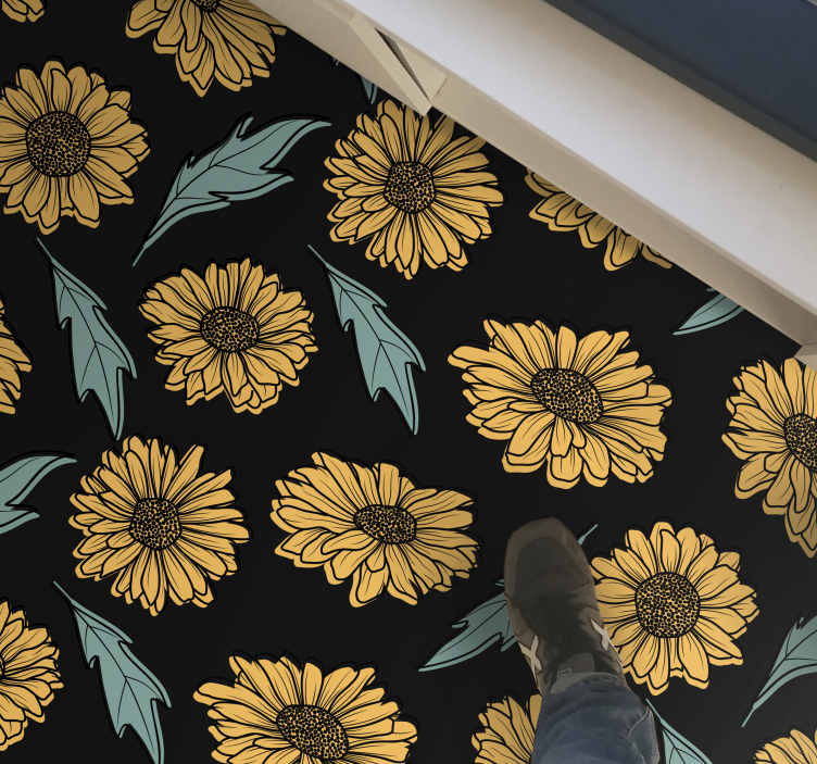 Zonnebloem bloei elegantie vinyl tapijt bloemen en planten - TenStickers