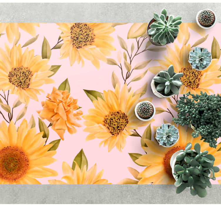 Zonnebloem bloemenconcept vinyl tapijt bloemen en planten - TenStickers