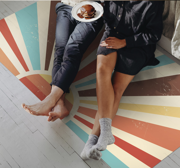 Zonnestralen lijnen vinyl tapijt met strepen - TenStickers