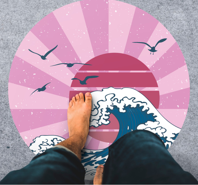 Kanagawa roze golf vinyl tapijt geometrisch - TenStickers