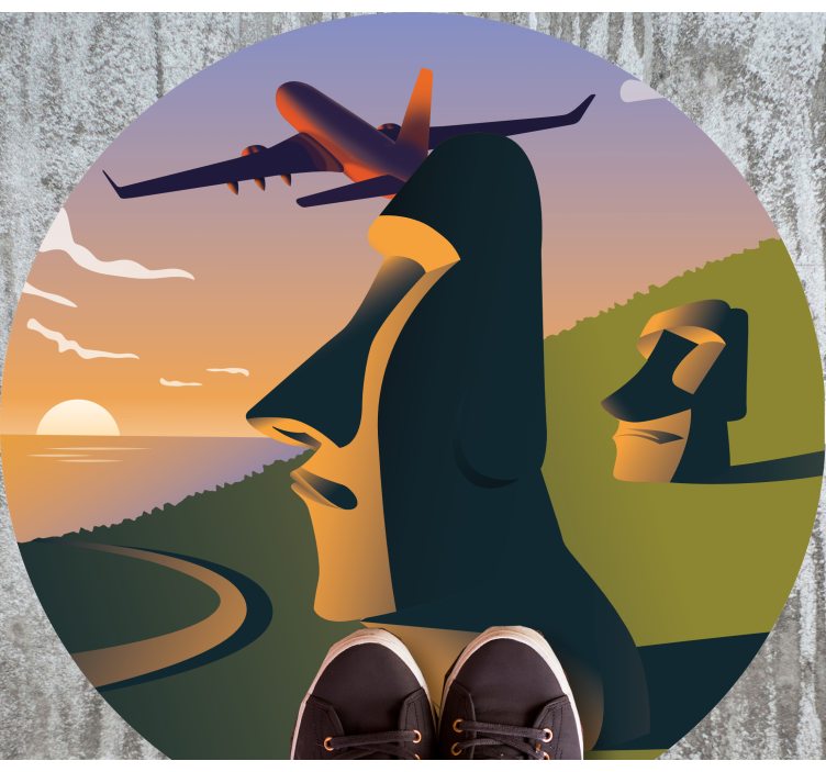 Zonsondergang op paaseiland vinyl vloerkleed rond - TenStickers