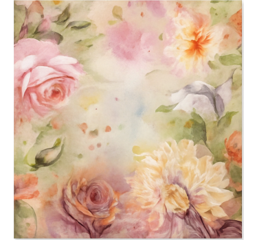 Roze bloemenrozen vinyl tapijt woonkamer - TenStickers