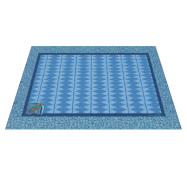 Vinyl tapijt woonkamer met blauw vogelpatroon - TenStickers