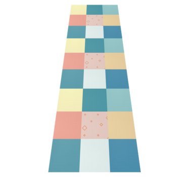Vinyl tapijt geometrisch patchwork kleurrijk retro patroon - TenStickers