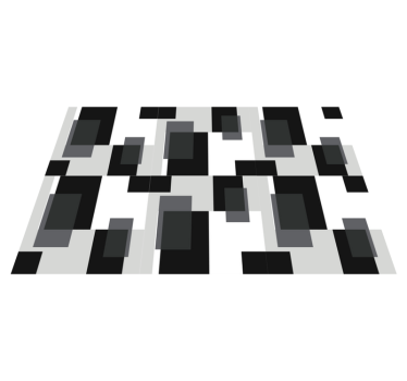 Vinyl tapijt geometrisch zwart-witte kleurblokken - TenStickers