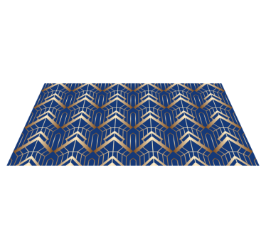 Vinyl tapijt geometrisch modern kunst blauw en goud patroon - TenStickers