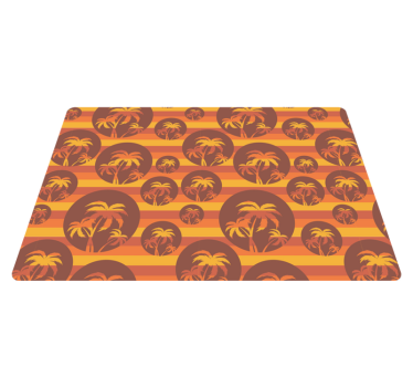 Vinyl tapijt geometrisch retro zonsopgang en palmen - TenStickers
