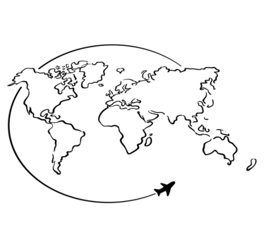 Vinyl tapijt wereldkaart cirkel vliegtuig - TenStickers