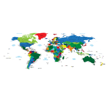 Vinyl tapijt wereldkaart carte du monde en couleur - TenStickers