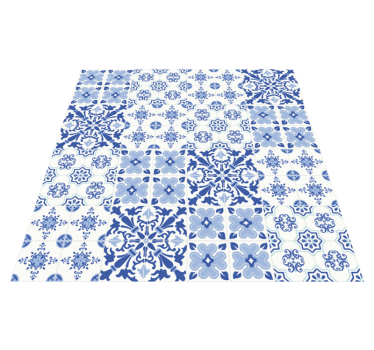 Blauwe Hydraulische tegels vinyl tapijt - TenStickers