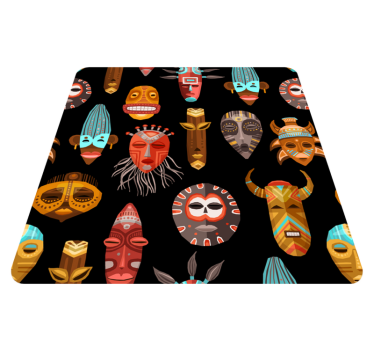 Tribal Mask Motif Ensemble Vinyl tapijt woonkamer - TenStickers