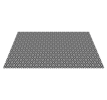 Geometrisch zwart-wit ontwerp Vinyl tapijt woonkamer - TenStickers
