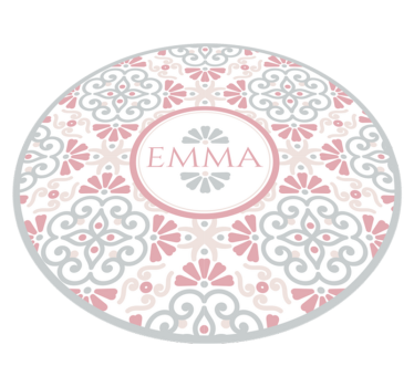 Cirkelvormig bloemenpatroon gepersonaliseerd vinyl tapijt tegels - TenStickers