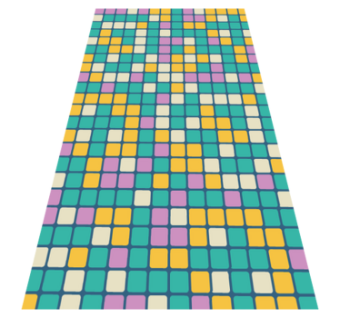 Kleurrijk rasterpatroon vinyl tapijt geometrisch - TenStickers