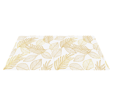 Vinyl vloerkleed Bloemen en planten Wit en gouden blad - TenStickers