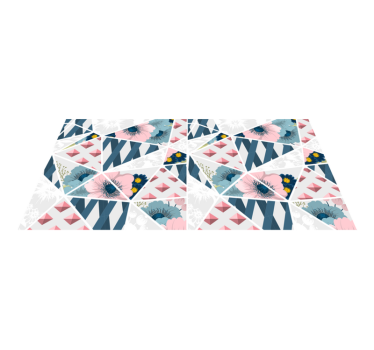Geometrische bloemencaleidoscoop vinyl tapijt geometrisch - TenStickers