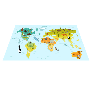 Educatieve kaart vinyl tapijt wereldkaart - TenStickers