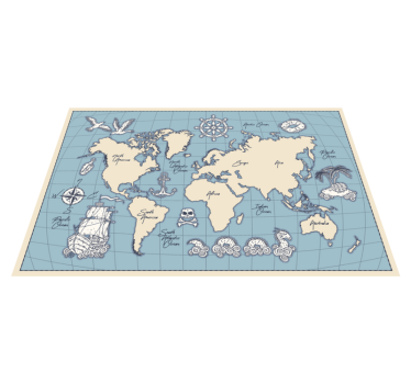 Vinyl vloerkleed Vintage wereldkaart - TenStickers