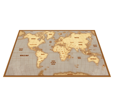 Vintage beige lay-out vinyl tapijt wereldkaart - TenStickers