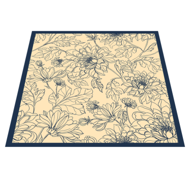 Elegante bloemencontour vinyl tapijt woonkamer - TenStickers