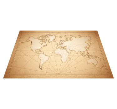Antiek beige design vinyl tapijt wereldkaart - TenStickers
