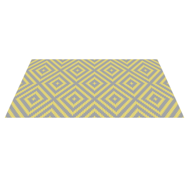 Geel en grijs vierkant patroon vinyl tapijt geometrisch - TenStickers