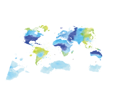 Blauwe en groene aquarel vinyl tapijt wereldkaart - TenStickers