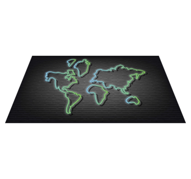 Neon omtrek vinyl tapijt wereldkaart - TenStickers
