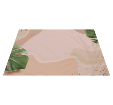 Tropische blad blush vinyl tapijt woonkamer - TenStickers