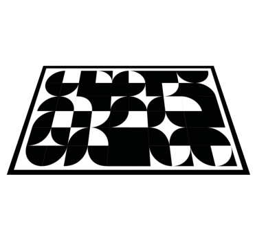 Gebogen zwarte vormen vinyl tapijt geometrisch - TenStickers