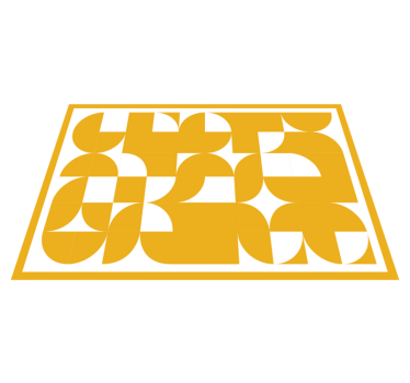 Opvallende gele vormen vinyl tapijt geometrisch - TenStickers
