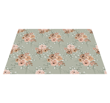 Vinyl tapijt bloemen en planten vintage rozen op mintgroen - TenStickers
