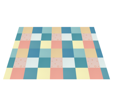 Geometrisch pastelkleurig schaakbord vinyl tapijt - TenStickers