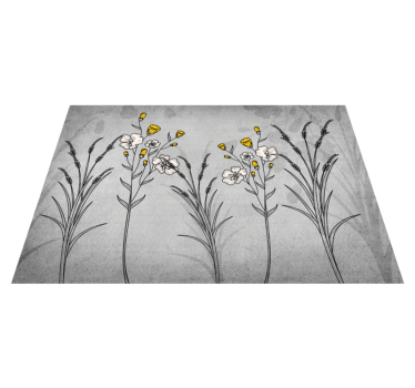 Natuur vinyl vloerkleed Grijze planten in scandinavische stijl - TenStickers