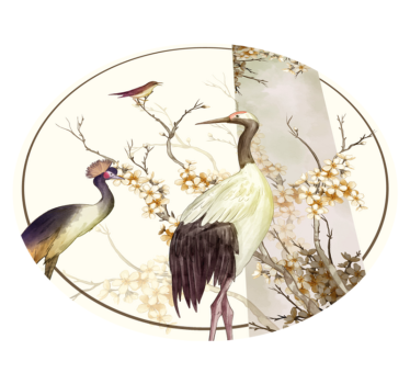 Chinoserie vinyl tapijt kraanvogels - TenStickers