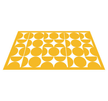 Gele hele en halve cirkels vinyl tapijt wit - TenStickers