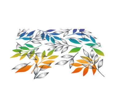 Regenboog kleuren plant bladeren vinyl tapijt - TenStickers