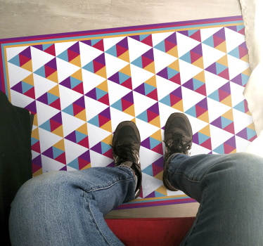 Levendig driehoekig motief vinyl tapijt geometrisch - TenStickers