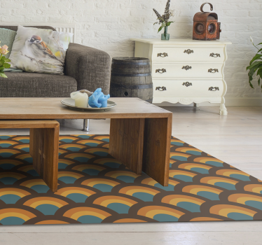 Retro curve patroon vinyl tapijt woonkamer - TenStickers