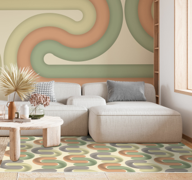 Gebogen kleurpatronen vinyl tapijt woonkamer - TenStickers