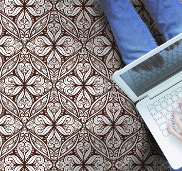 Vinyl tapijt tegels bruine bloemen - TenStickers