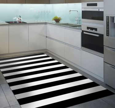 Vinyl vloerkleed met zwarte en witte strepen - TenStickers