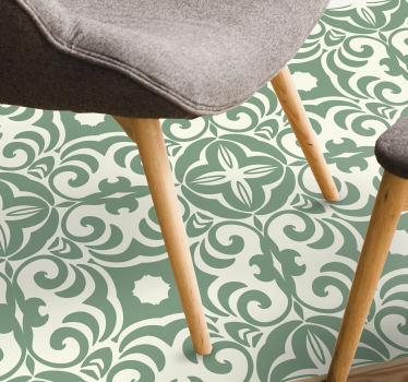 Elegant groen patroon vinyl tapijt woonkamer - TenStickers