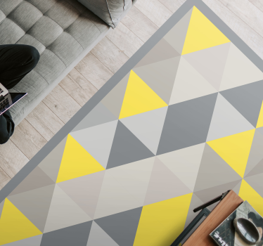 Grijze en gele driehoeken vinyl tapijt geometrisch - TenStickers