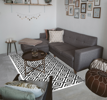 Zwarte en witte diamanten vinyl tapijt geometrisch - TenStickers