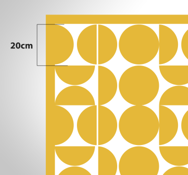 Gele hele en halve cirkels vinyl tapijt wit - TenStickers
