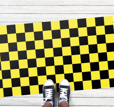 Geel en zwart schaakbord stijl vinyl tapijt - TenStickers