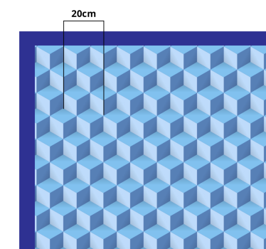 3d kubiek blauw vinyl tapijt geometrisch - TenStickers