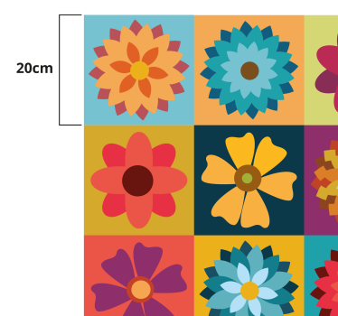 Vinyl tapijt tegels veelkleurige hippiebloemen - TenStickers
