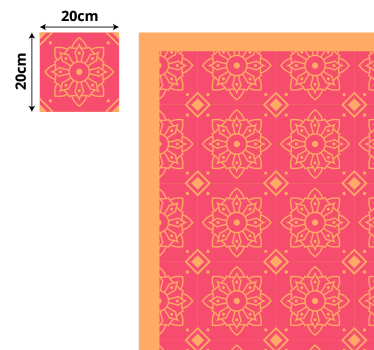 Verfijnde roze tegels vinyl tapijt woonkamer - TenStickers